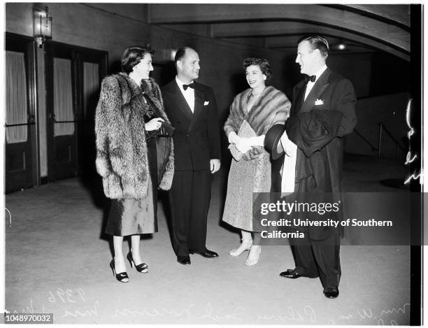 Philharmonic Auditorium concert premiere, 15 November 1951. Mr Robert M Lawson;Mrs George Barra;Mrs Robert Lawson;Mr George Barraclaugh;Doctor and...