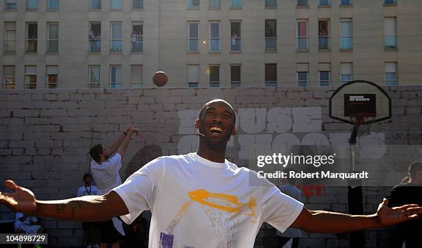 Kobe Bryant of the Los Angeles Lakers attends the 'House of Hoops' contest by Foot Locker on October 6, 2010 in Barcelona, Spain.