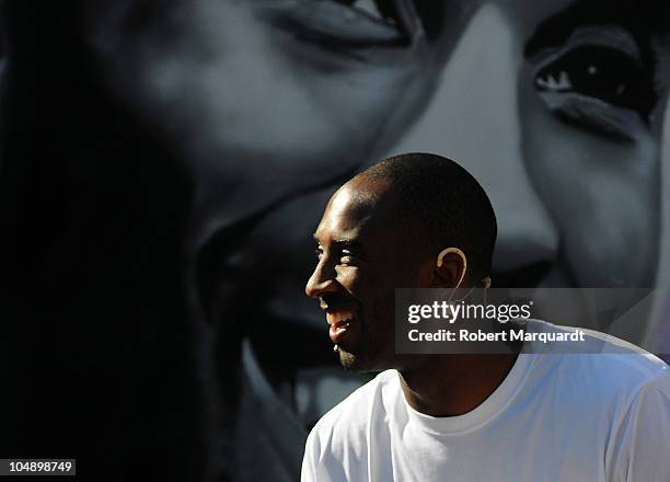 Kobe Bryant of the Los Angeles Lakers attends the 'House of Hoops' contest by Foot Locker on October 6, 2010 in Barcelona, Spain.