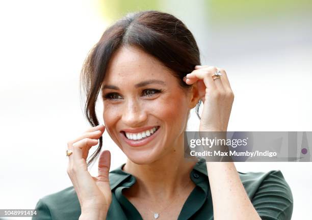 Meghan, Duchess of Sussex visits the University of Chichester's Engineering and Technology Park on October 3, 2018 in Bognor Regis, England. The Duke...