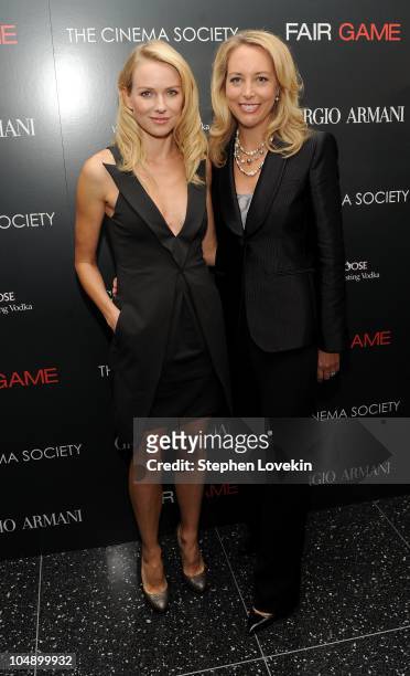 Actress Naomi Watts and former CIA officer Valerie Plame Wilson attend the screening of "Fair Game" hosted by Giorgio Armani & The Cinema Society at...