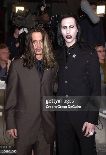 Johnny Depp and Marilyn Manson during "Blow" Los Angeles Premiere at Chinese Theatre in Hollywood, California, United States.