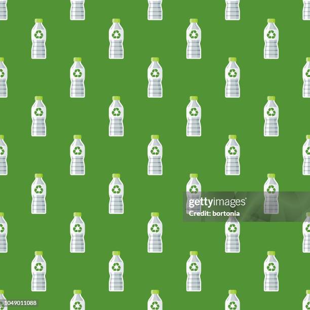illustrations, cliparts, dessins animés et icônes de bouteille recyclable environnement seamless pattern - bouteille-plastique