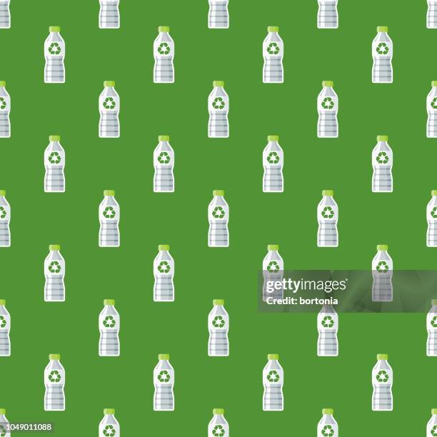 recyclable bottle environment seamless pattern - plastic bottles stock illustrations