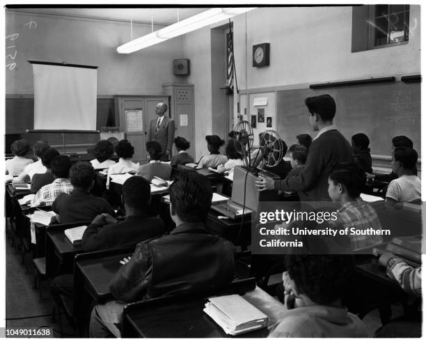 Audio-visual education, 21 March 1952. Ernestina Quintero;Marguerite Eichinger;George Smith;Hilma Hanson;Mrs Pearl Thomas;Grady Humphrey ;Robert...