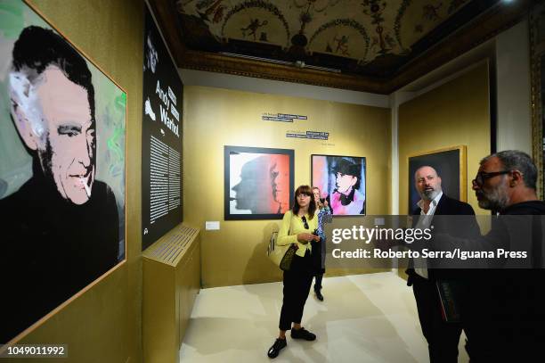 Curator Luca Beatrice and Stefano Bonaccini Governor of Emilia Romagna region attends Opening Warhol and Friends.New York negli anni '80 on September...