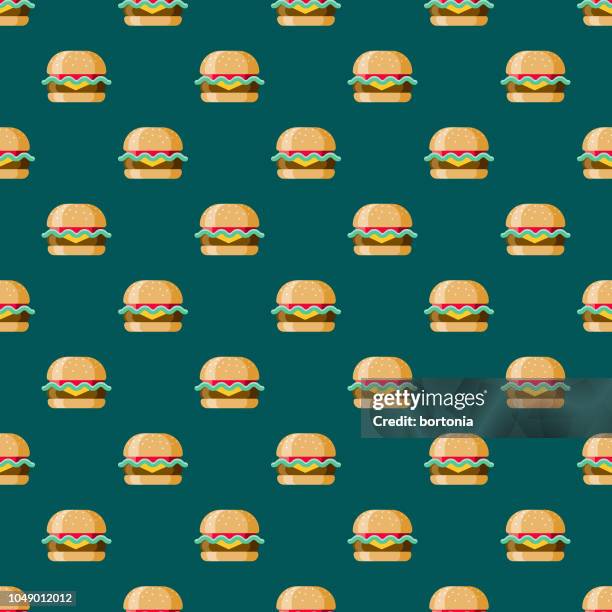 illustrations, cliparts, dessins animés et icônes de cheeseburger fast-food seamless pattern - cheeseburger