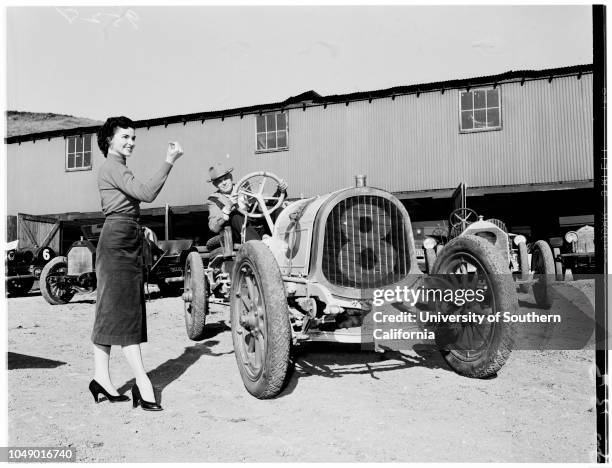 Old racing cars at San Gabriel... Horseless carriage club, 23 March 1952. Eddie Hearne and wife;Danny Oaks and wife;Frank Elliot (famous...