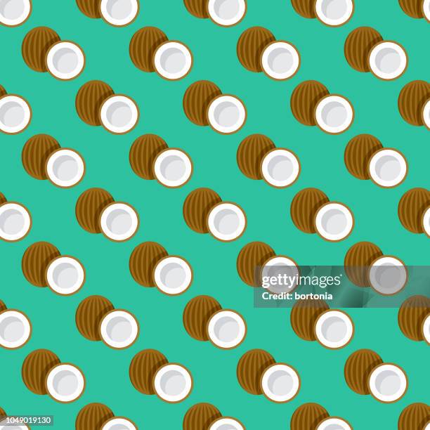 coconut fruit seamless pattern - coconut pattern stock illustrations
