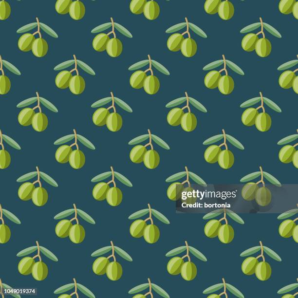 ilustrações de stock, clip art, desenhos animados e ícones de olives fruit seamless pattern - azeitonas