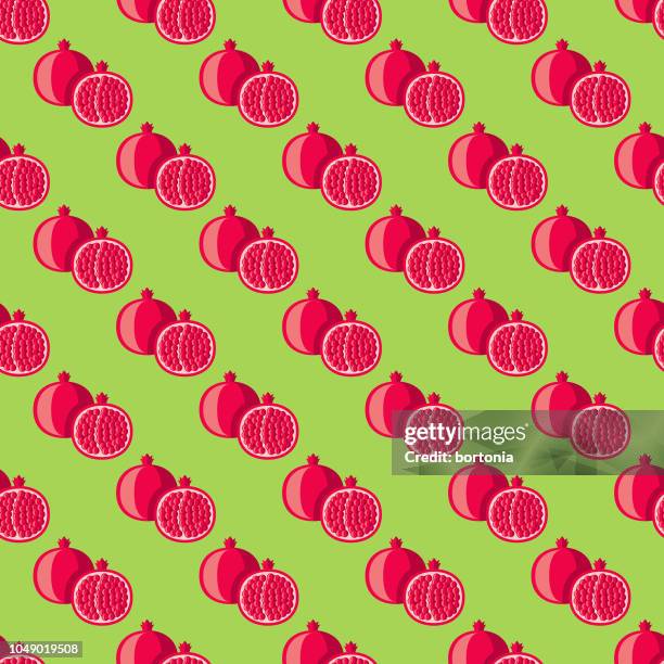 pomegranate fruit seamless pattern - pomegranate stock illustrations