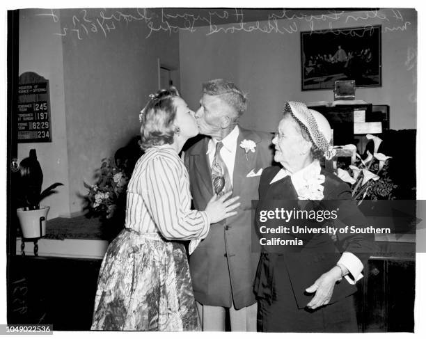 Wedding at Pomona, 6 April 1952. Hayward Doxie, Junior;Hayward Doxie, Senior -- 76 years ;Mrs Rachel Whetstone -- 80 years ;Mrs Dorothy...