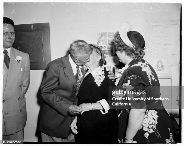 Wedding at Pomona, 6 April 1952. Hayward Doxie, Junior;Hayward Doxie, Senior -- 76 years ;Mrs Rachel Whetstone -- 80 years ;Mrs Dorothy...