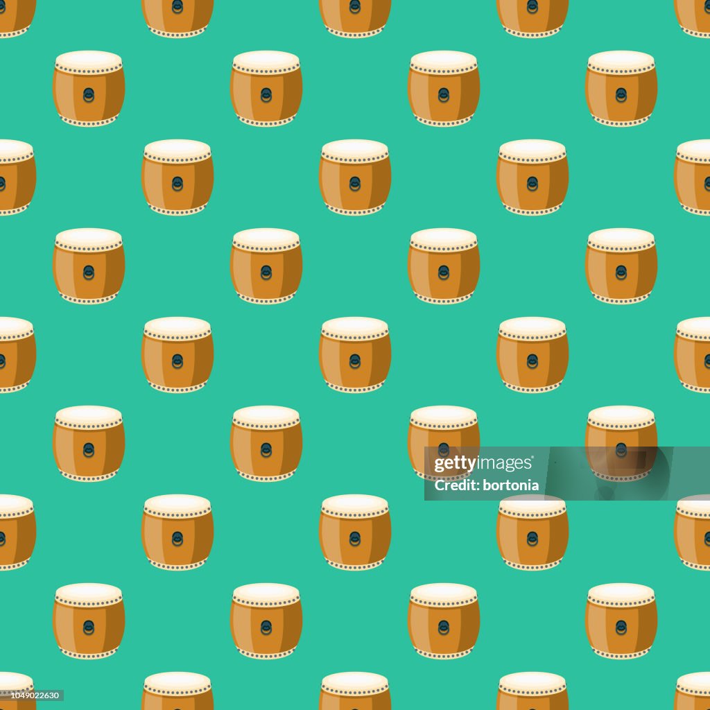 Taiko Japanese Seamless Pattern