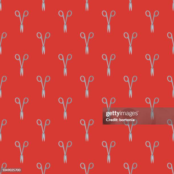 surgical scissors medical supplies seamless pattern - surgery scissors icon stock illustrations