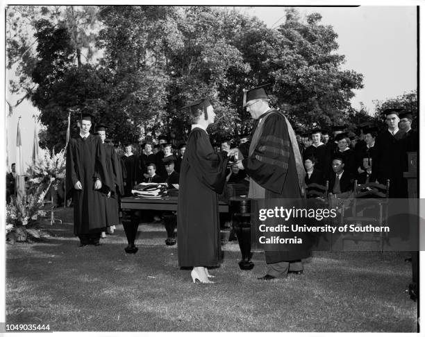 Whittier College graduates, 7 June 1952. Charles W Cooper;Robert Lucian Smith ;Doctor Paul S Smith;Robert Russell Smith.;Caption slip reads:...