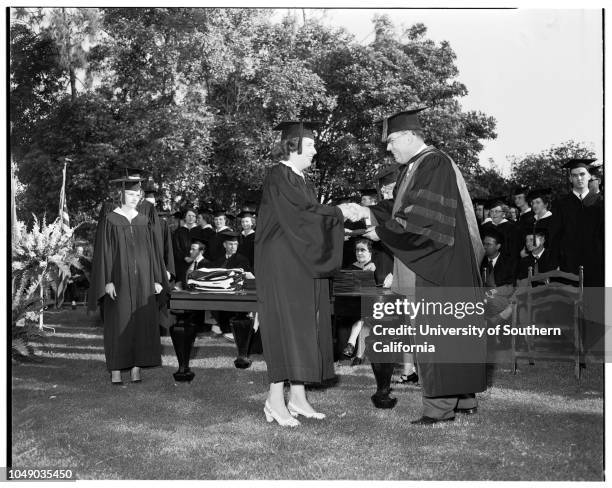 Whittier College graduates, 7 June 1952. Charles W Cooper;Robert Lucian Smith ;Doctor Paul S Smith;Robert Russell Smith.;Caption slip reads:...