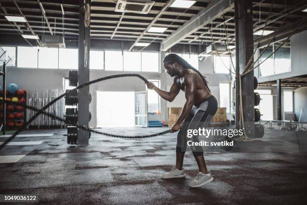 battle rope workout - battle rope stock pictures, royalty-free photos & images