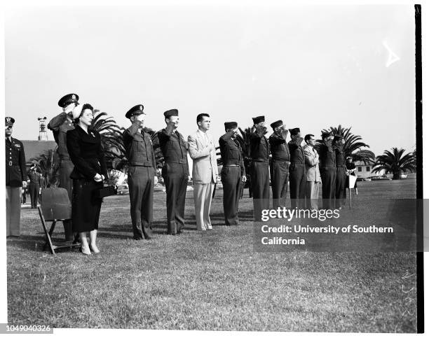 Silver Star metal presentation, 12 November 1952. Mrs Ellen L Ingelsby ;Major General Ira P Swift;Lieutenant James H. Townsend ;Keith S Miller...
