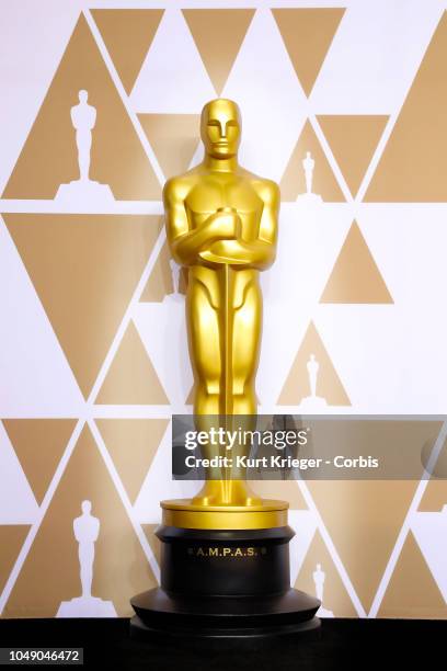 Oscar statue in the press room during the 90th Annual Academy Awards at Hollywood & Highland Center on March 4, 2018 in Hollywood, California.