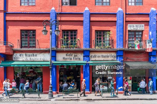 coyoacan district street scene in mexico city - mexican street market stock pictures, royalty-free photos & images