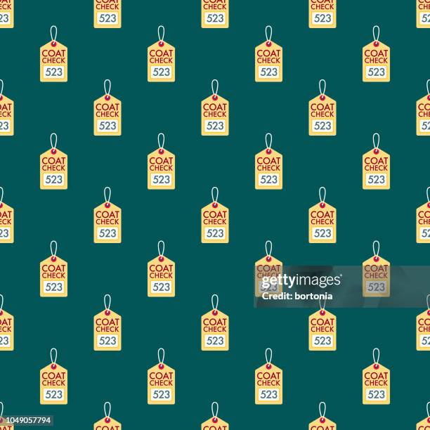 coat check tag restaurant seamless pattern - coat check stock illustrations