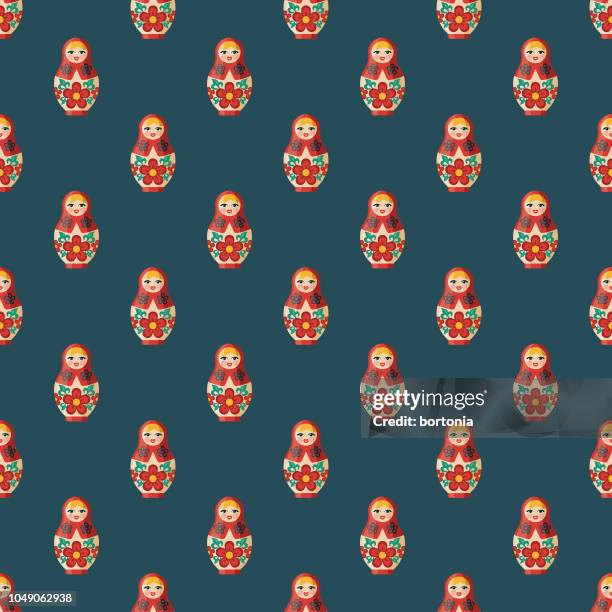 russian matryoshka doll seamless pattern - eastern european culture stock illustrations