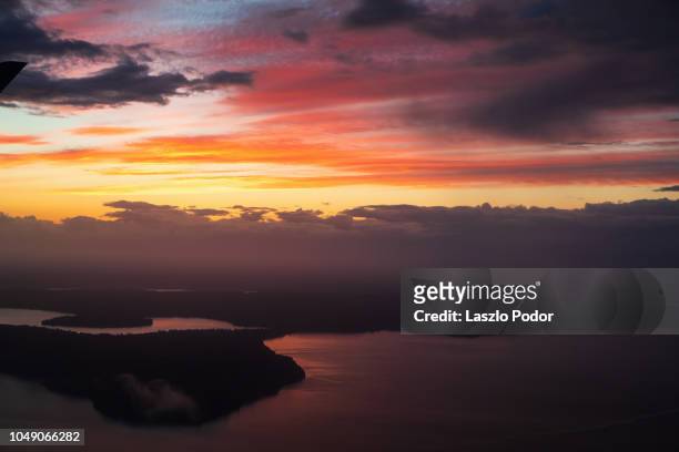 sunset over puget sound - seattle landscape stock pictures, royalty-free photos & images