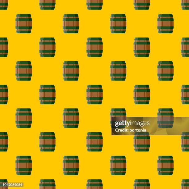 st. patrick's day keg seamless pattern - whiskey barrel stock illustrations