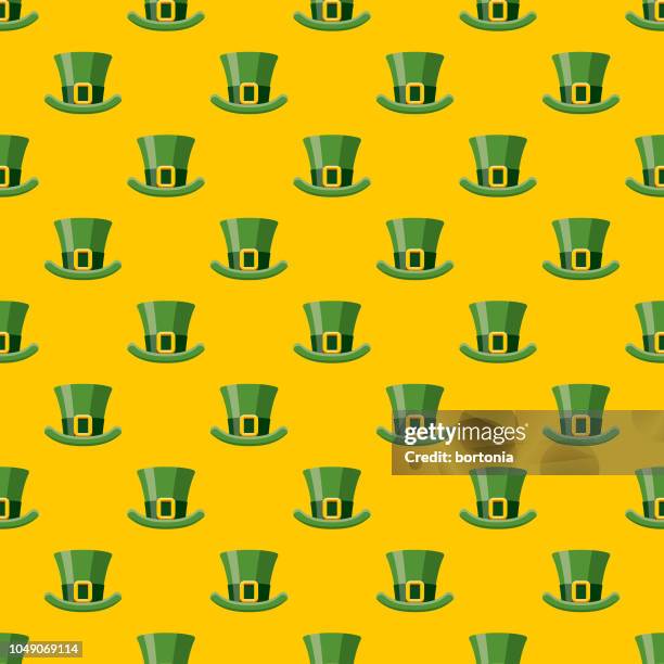 st. patrick's day leprechaun hat seamless pattern - derby pattern vector stock illustrations