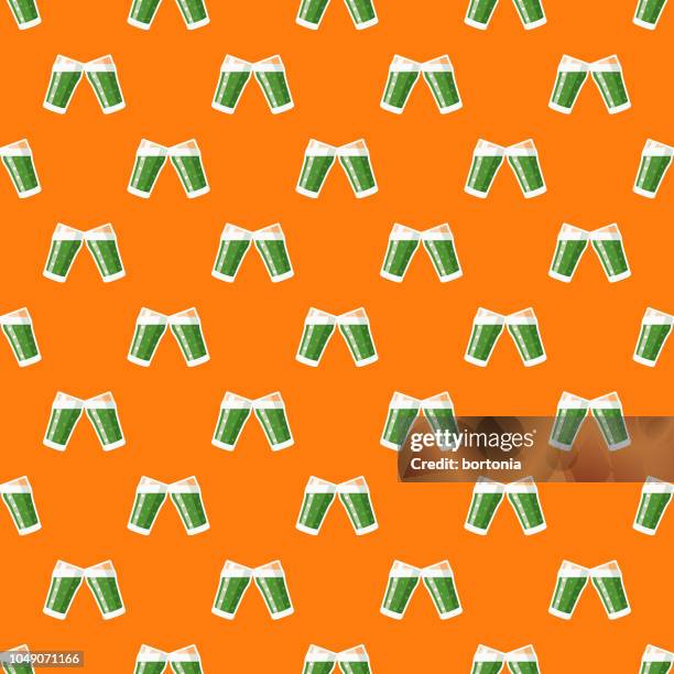 st. patrick's day green beer seamless pattern - seamless beer pattern stock illustrations