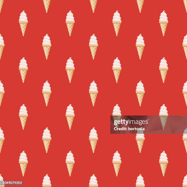 ice cream cone vacations seamless pattern - ice cream cone background stock illustrations
