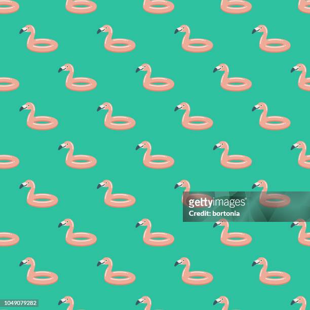 inflatable pool toy vacations seamless pattern - rubber ring stock illustrations