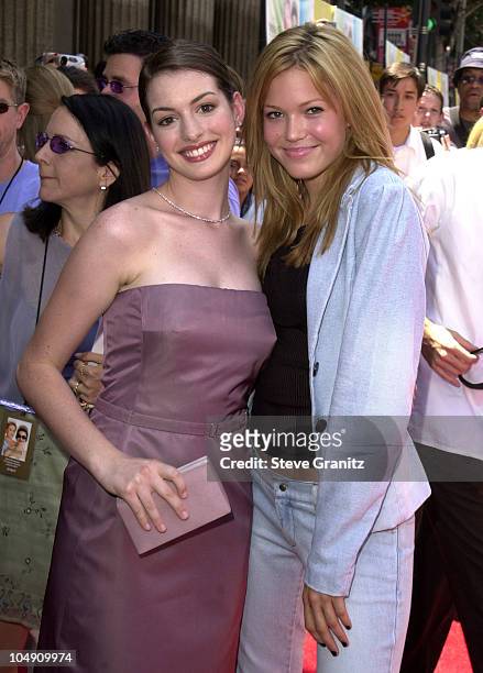 Anne Hathaway & Mandy Moore during The Princess Diaries Premiere at El Capitan Theatre in Hollywood, California, United States.