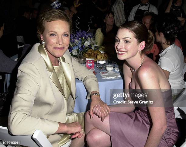 Julie Andrews & Anne Hathaway during The Princess Diaries Premiere After Party at El Capitan Theatre in Hollywood, California, United States.