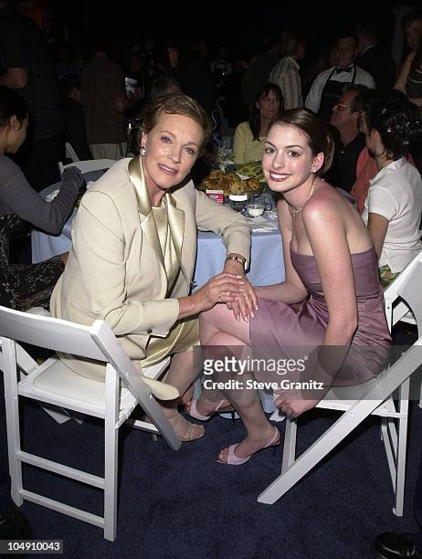 Julie Andrews & Anne Hathaway during The Princess Diaries Premiere After Party at El Capitan Theatre in Hollywood, California, United States.