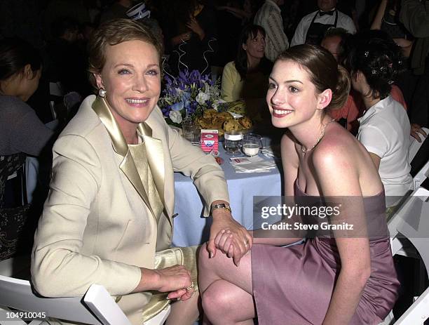 Julie Andrews & Anne Hathaway during The Princess Diaries Premiere After Party at El Capitan Theatre in Hollywood, California, United States.