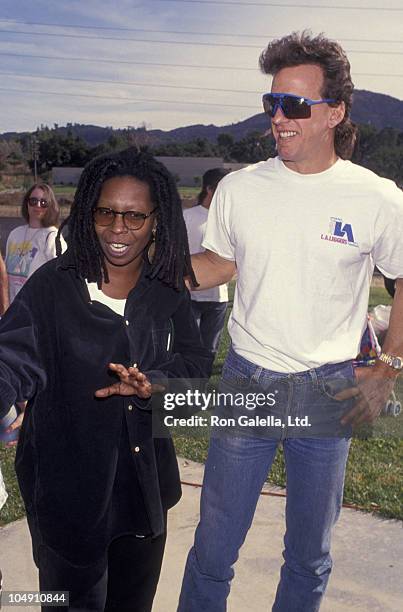 Actress Whoopi Goldberg and son Lyle Trachtenberg attend IATSE Union Salidarity Rally on November 20, 1993 at Johnny Carson Park in Burbank,...