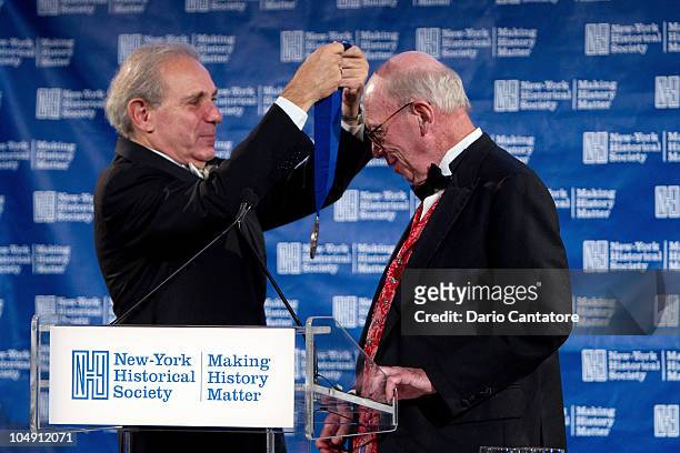 Roger Hertog and Byron Wien attend the 2010 New York Historical Society's History Makers Gala at The Waldorf-Astoria Starlight Roof on October 6,...