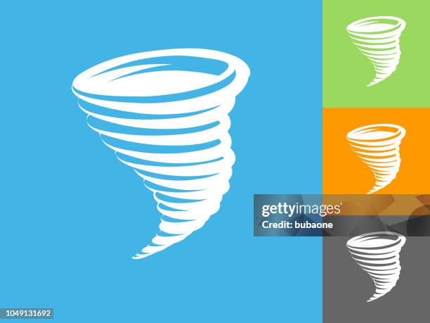 ilustrações, clipart, desenhos animados e ícones de tornado ícone plana sobre fundo azul - tornado