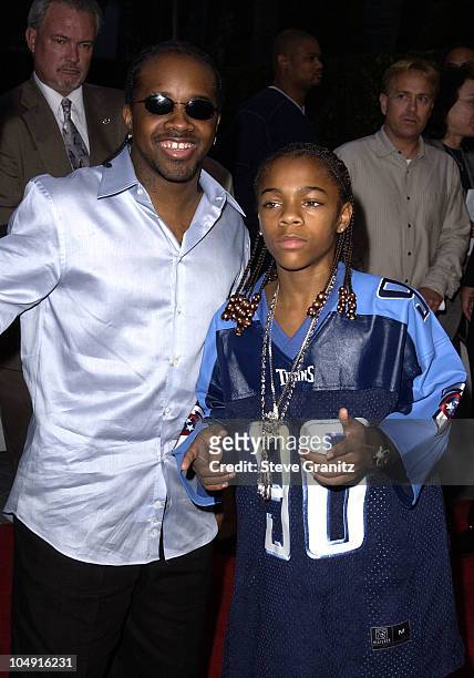 Jermaine Dupri & Lil' Bow Wow during Hardball Premiere at Paramount Pictures Studios in Los Angeles, California, United States.