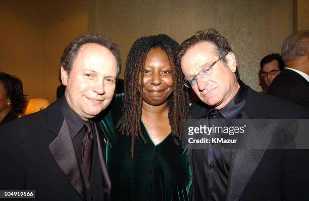 Billy Crystal, Whoopi Goldberg, and Robin Williams backstage; "On Stage at the Kennedy Center: The Mark Twain Prize" will air November 21, at 9 p.m....