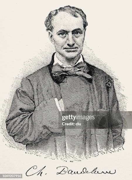 charles baudelaire, french poet, 1821-1867 - french language stock illustrations