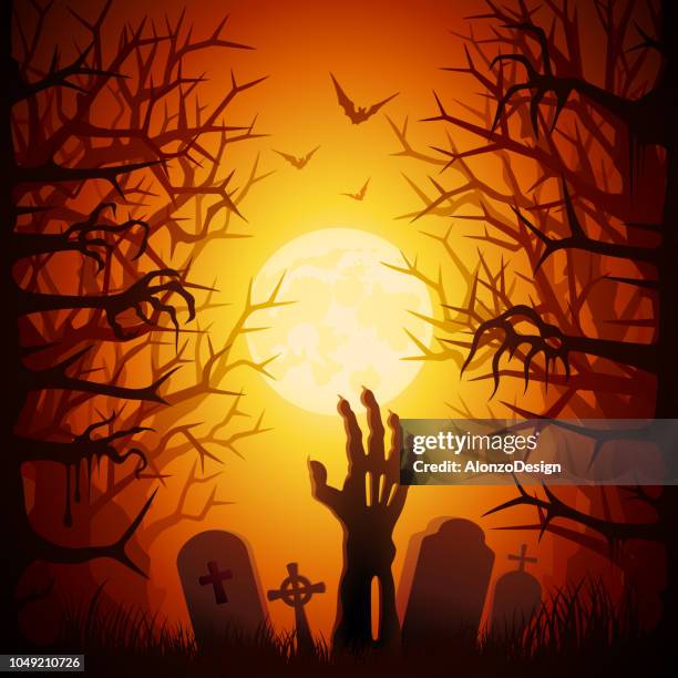 halloween party - gravestone stock illustrations