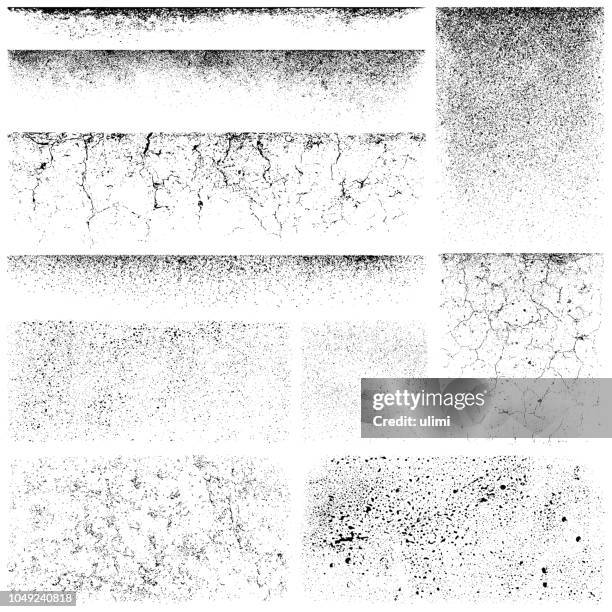 set of grunge vector textures - cracked ink patterns stock illustrations