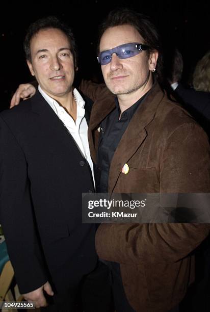 Bruce Springsteen and Bono during 15th Annual Nordoff-Robbins Silver Clef Award Dinner & Auction at Roseland Ballroom in New York City, New York,...