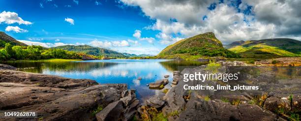 panorama of typical landscape in ireland - republic of ireland imagens e fotografias de stock