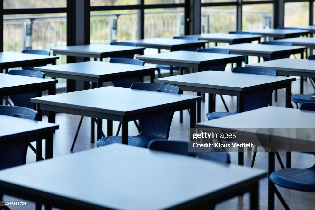 Big empty classroom at modern school