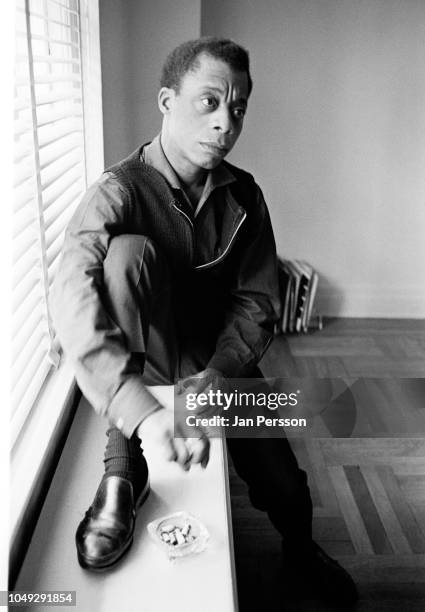 James Baldwin, American novelist, writer, playwright, poet and civil rights activist, New York, February 1964.