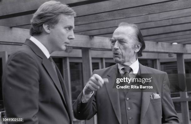 Developers Robert and Fred Trump attend the opening of the restored Wollman Rink in Central park on November 5, 1987 in New York city, New York.